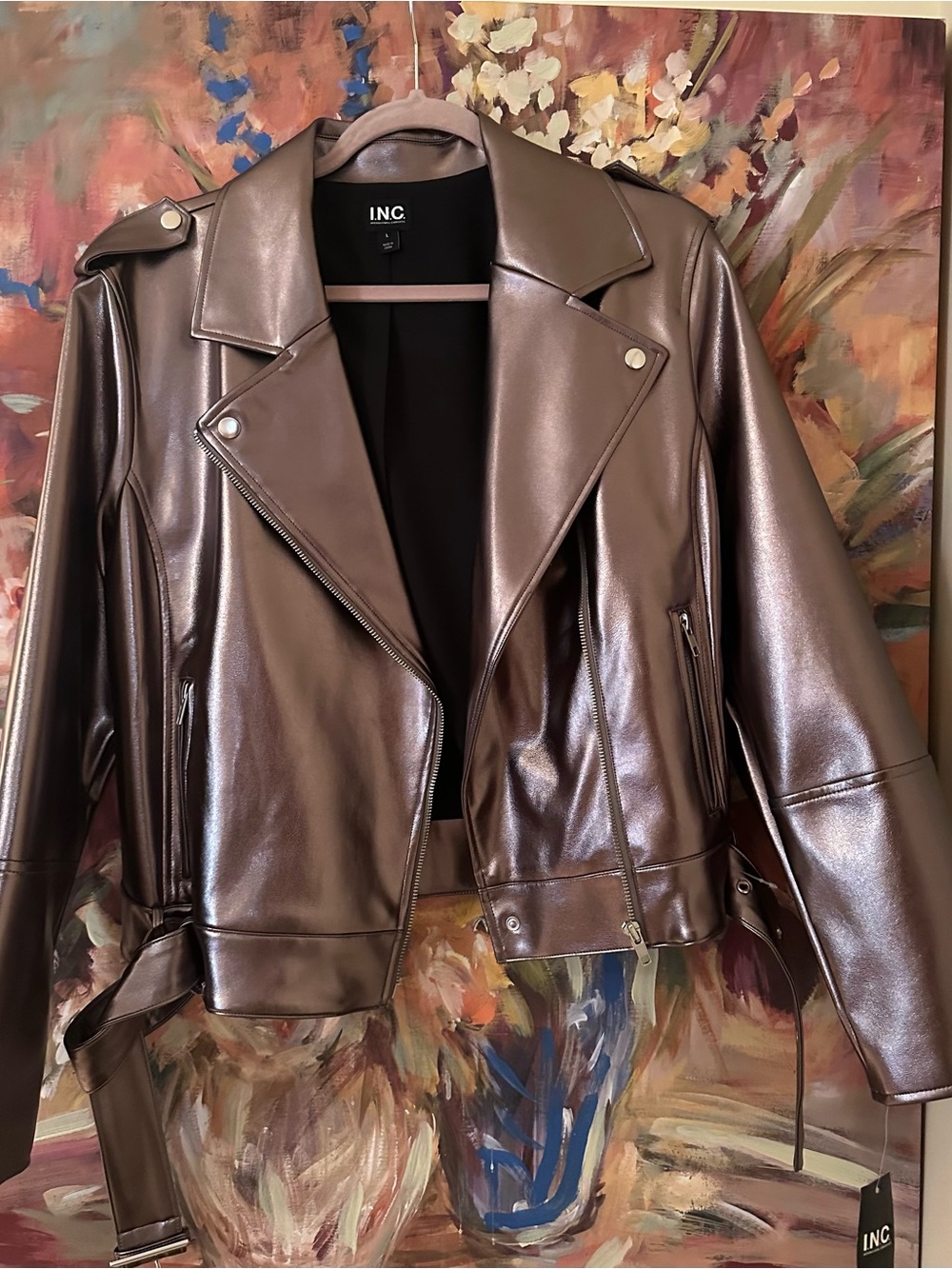 INC International Concepts Metallic Moto Jacket - Women
